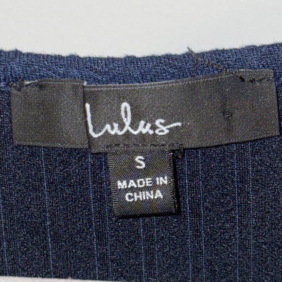 Lulus One Last Chance Navy Blue Jacquard Knit Long Sleeve Romper Size Small - Picture 10 of 16